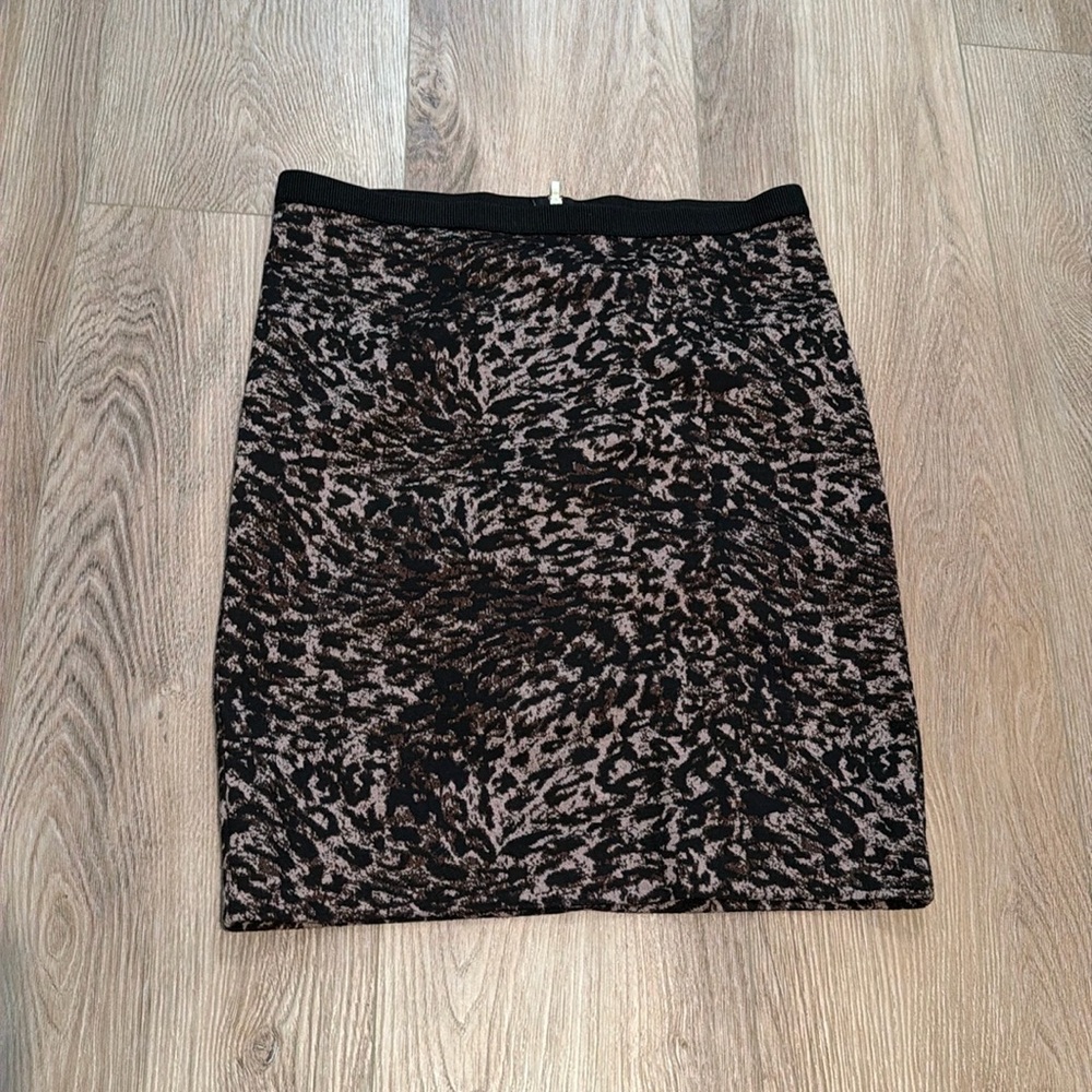 Wool blend animal print skirt